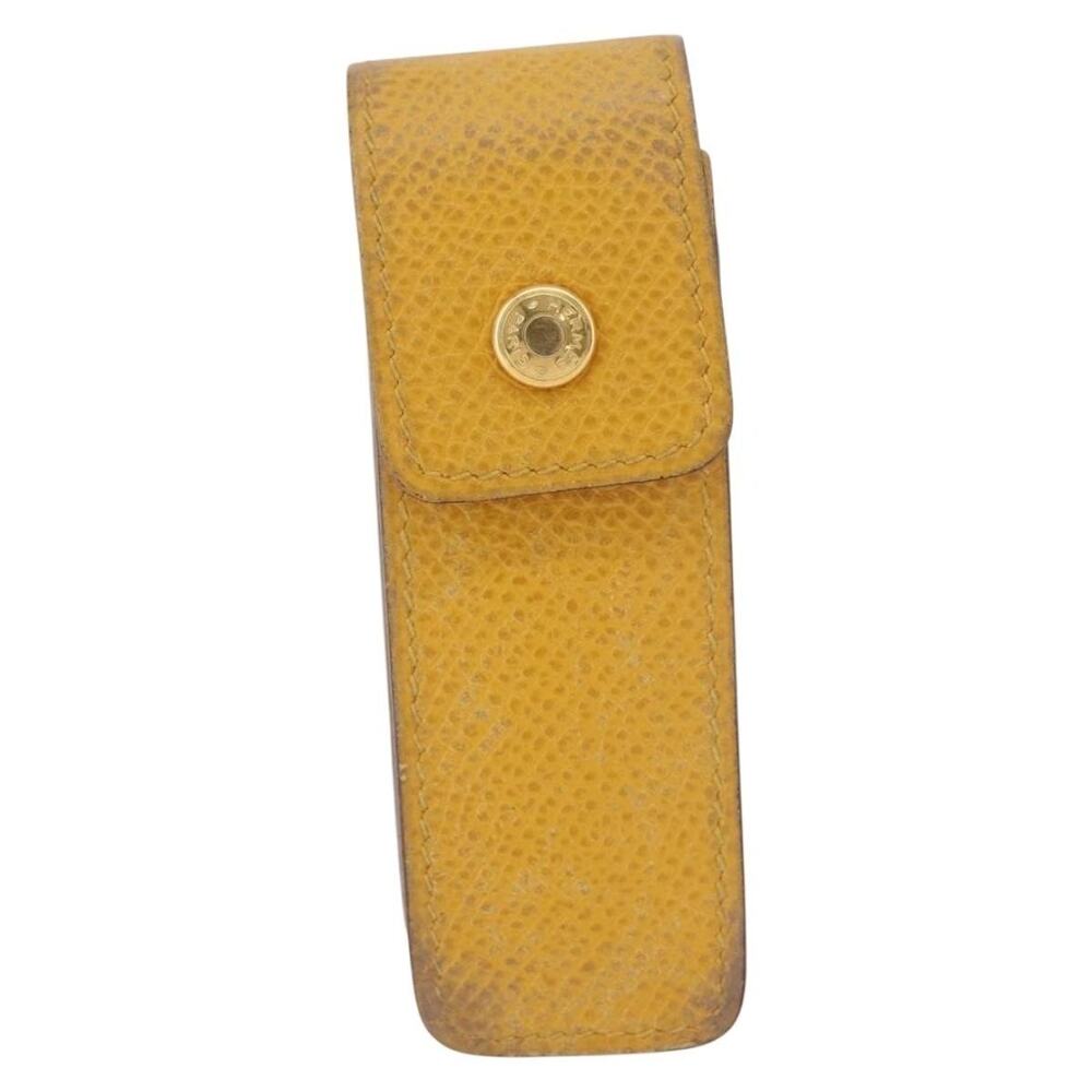 Hermes Leather Lip Case Pouch Yellow
